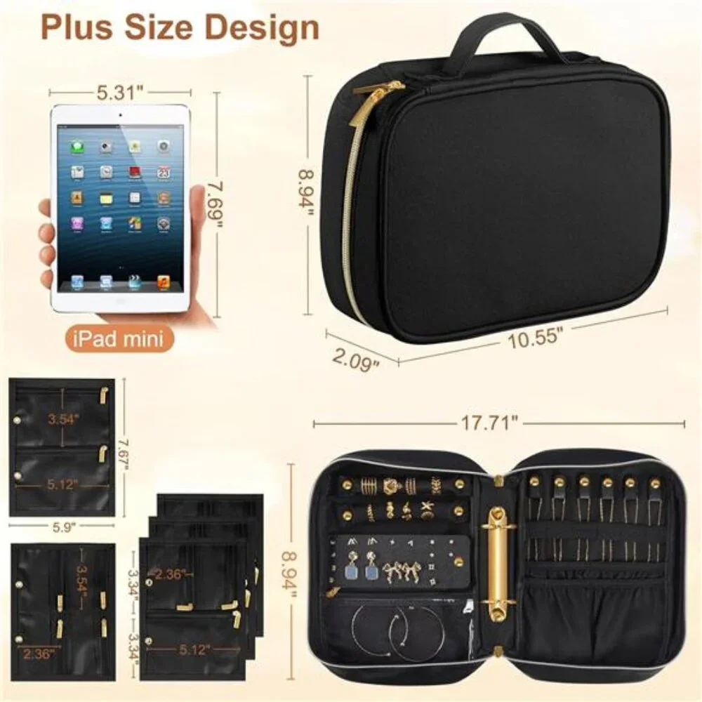 Travel Jewelry Case Organizer for Women, Jewelry Storage Book with Small Pouch,